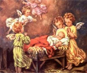пазл Несколько ангелов с младенцем Иисусом